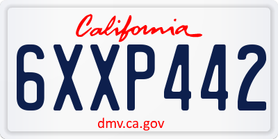 CA license plate 6XXP442