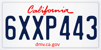 CA license plate 6XXP443