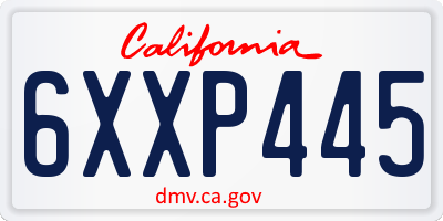 CA license plate 6XXP445
