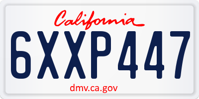 CA license plate 6XXP447