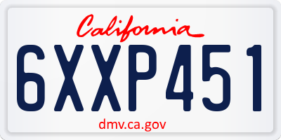 CA license plate 6XXP451