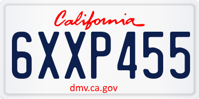 CA license plate 6XXP455