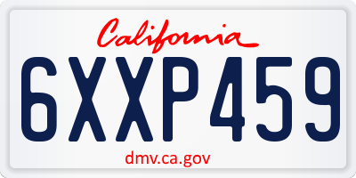 CA license plate 6XXP459