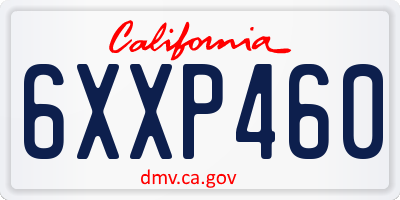 CA license plate 6XXP460
