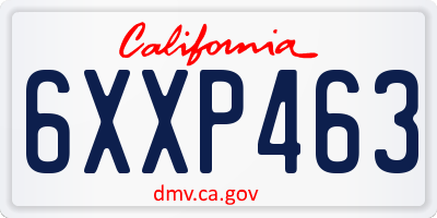 CA license plate 6XXP463