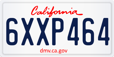 CA license plate 6XXP464