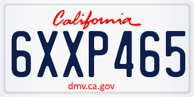 CA license plate 6XXP465