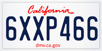 CA license plate 6XXP466