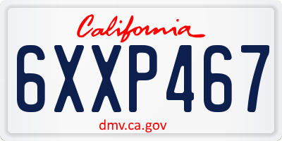 CA license plate 6XXP467