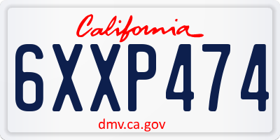 CA license plate 6XXP474