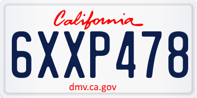 CA license plate 6XXP478