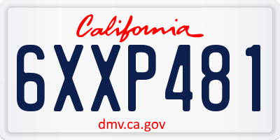 CA license plate 6XXP481