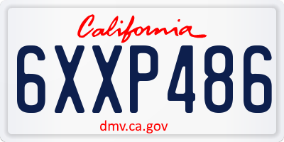 CA license plate 6XXP486