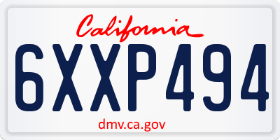 CA license plate 6XXP494