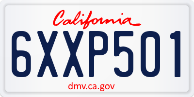 CA license plate 6XXP501