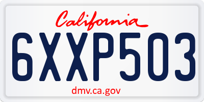 CA license plate 6XXP503