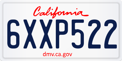 CA license plate 6XXP522