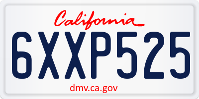 CA license plate 6XXP525