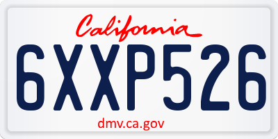 CA license plate 6XXP526