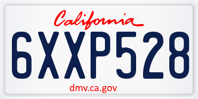 CA license plate 6XXP528