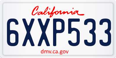 CA license plate 6XXP533