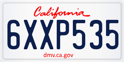 CA license plate 6XXP535