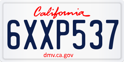 CA license plate 6XXP537