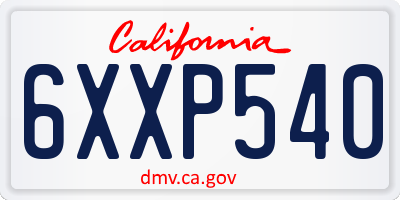 CA license plate 6XXP540