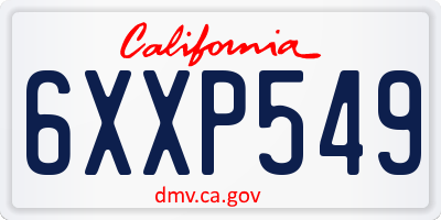 CA license plate 6XXP549