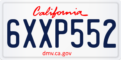 CA license plate 6XXP552