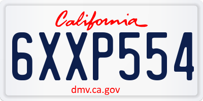 CA license plate 6XXP554