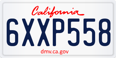 CA license plate 6XXP558