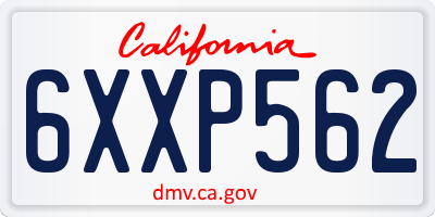 CA license plate 6XXP562