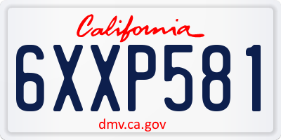 CA license plate 6XXP581
