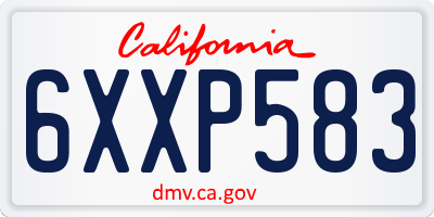 CA license plate 6XXP583