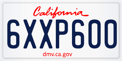 CA license plate 6XXP600