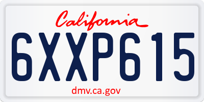 CA license plate 6XXP615