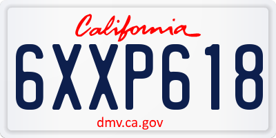 CA license plate 6XXP618