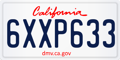 CA license plate 6XXP633