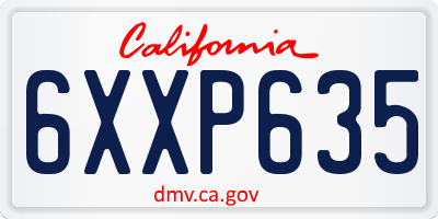 CA license plate 6XXP635