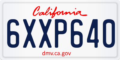CA license plate 6XXP640