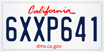 CA license plate 6XXP641