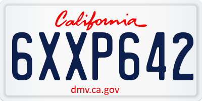 CA license plate 6XXP642