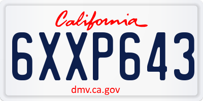 CA license plate 6XXP643