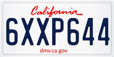 CA license plate 6XXP644