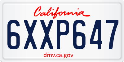 CA license plate 6XXP647