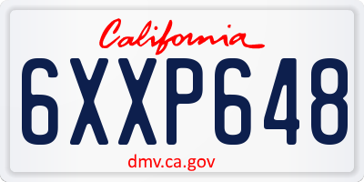 CA license plate 6XXP648