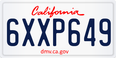 CA license plate 6XXP649