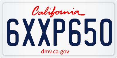 CA license plate 6XXP650