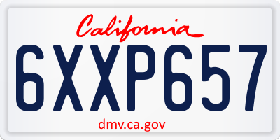 CA license plate 6XXP657